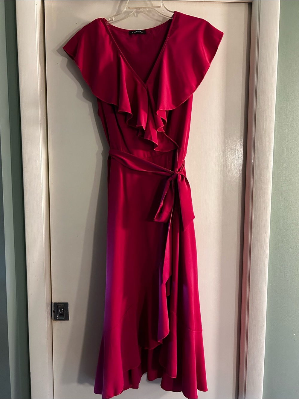Women’s Ruffled Wrap Dress - Vibrant Pink